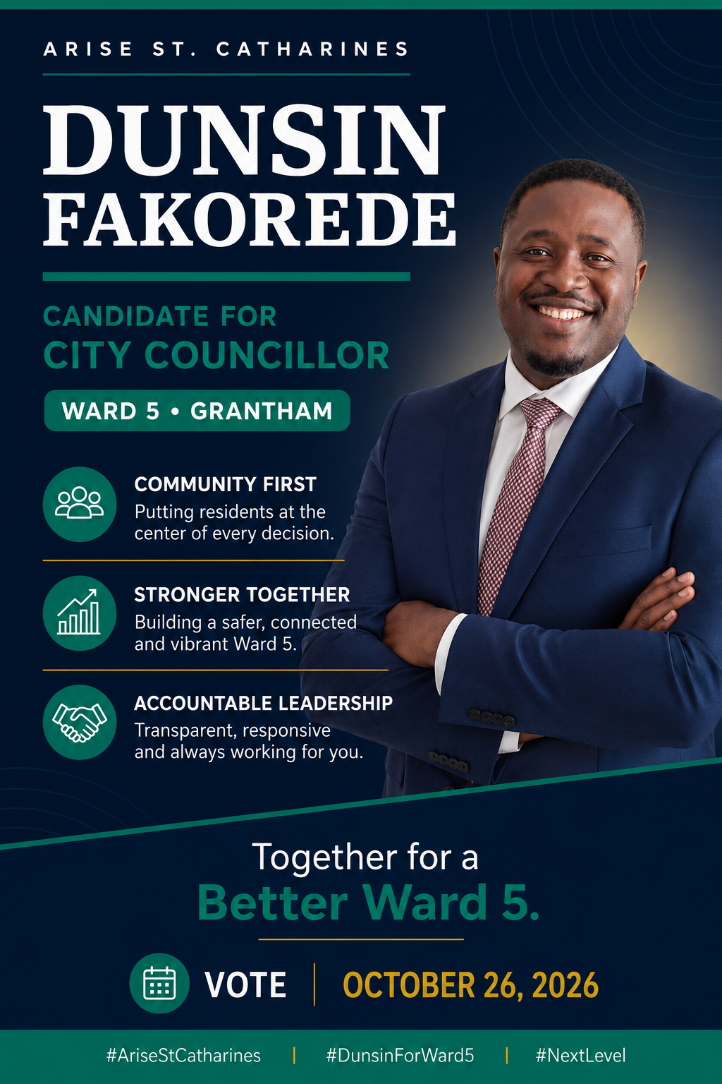 Dunsin Fakorede — Ward 5 City Councillor campaign poster